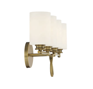 Woodbury Four Light Bath Bar in Warm Brass