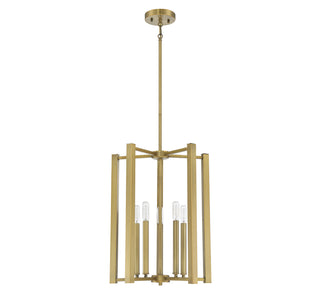 Benson Five Light Pendant in Warm Brass