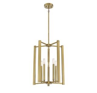 Benson Five Light Pendant in Warm Brass