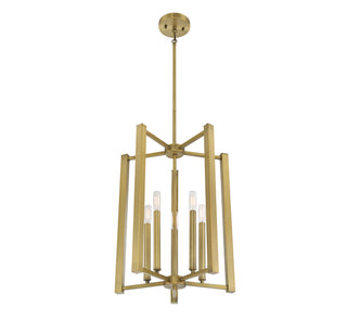 Benson Five Light Pendant in Warm Brass