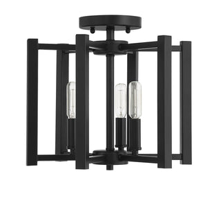 Benson Three Light Semi-Flush Mount in Matte Black