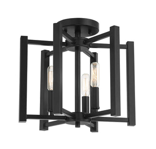 Benson Three Light Semi-Flush Mount in Matte Black