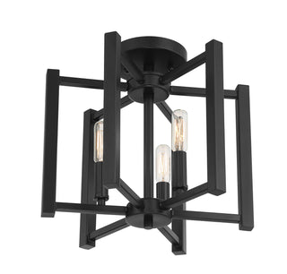 Benson Three Light Semi-Flush Mount in Matte Black
