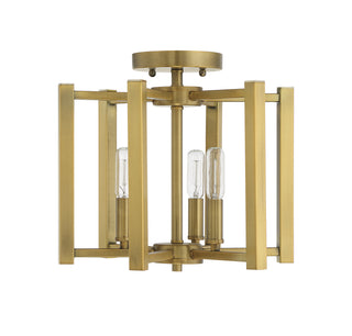 Benson Three Light Semi-Flush Mount in Warm Brass