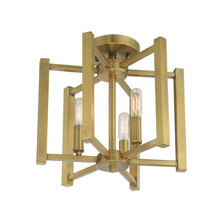Benson Three Light Semi-Flush Mount in Warm Brass