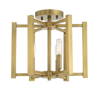 Benson Three Light Semi-Flush Mount in Warm Brass