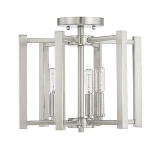 Benson Three Light Semi-Flush Mount in Satin Nickel