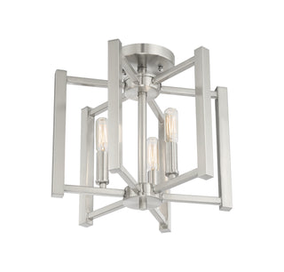 Benson Three Light Semi-Flush Mount in Satin Nickel