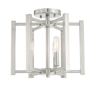 Benson Three Light Semi-Flush Mount in Satin Nickel