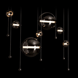 Abacus Abacus 7-Light Double Linear LED Pendant in Black