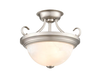 Two Light Semi-Flush Mount in Satin Nickel