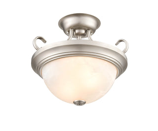 Two Light Semi-Flush Mount in Satin Nickel