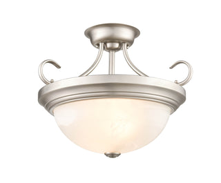 Two Light Semi-Flush Mount in Satin Nickel