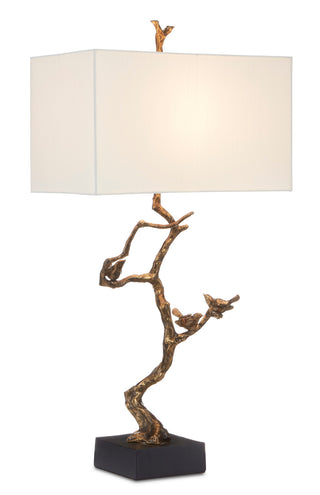 Shadows One Light Table Lamp in Antique Brass/Black