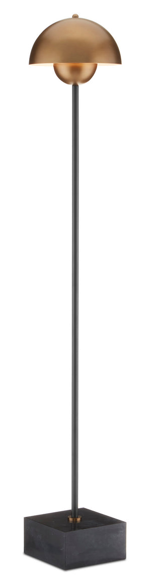 La Rue One Light Floor Lamp in Brushed Brass/Black