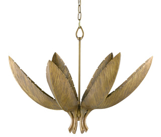 Bird of Paradise Six Light Chandelier in Antique Brass