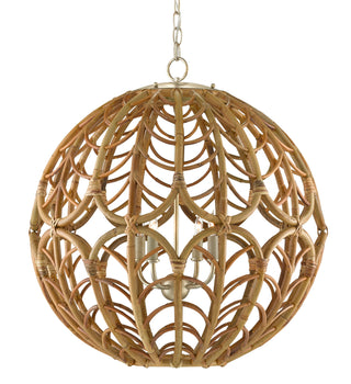 Cape Verde Four Light Chandelier in Natural/Smokewood/Silver Leaf