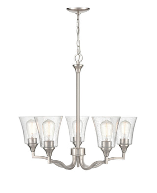 Caily Five Light Chandelier in Brushed Nickel
