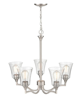 Caily Five Light Chandelier in Brushed Nickel