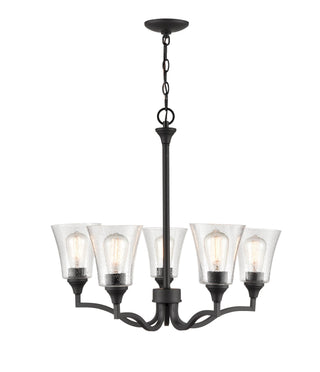 Caily Five Light Chandelier in Matte Black