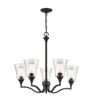 Caily Five Light Chandelier in Matte Black
