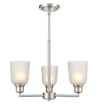 Amberle Three Light Chandelier in Brushed Nickel