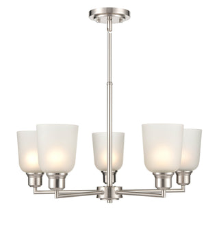 Amberle Five Light Chandelier in Brushed Nickel