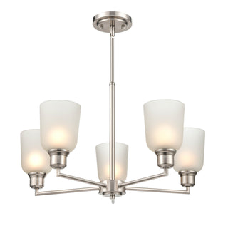 Amberle Five Light Chandelier in Brushed Nickel