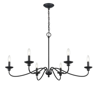 Delvona Six Light Chandelier in Matte Black
