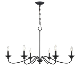 Delvona Six Light Chandelier in Matte Black