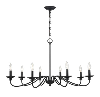Delvona Eight Light Chandelier in Matte Black