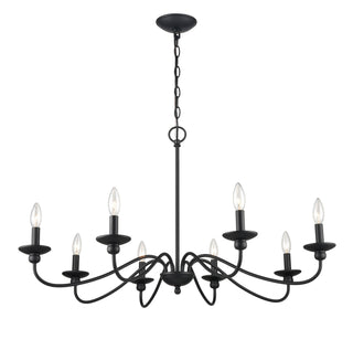 Delvona Eight Light Chandelier in Matte Black