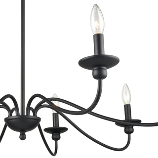 Delvona Eight Light Chandelier in Matte Black
