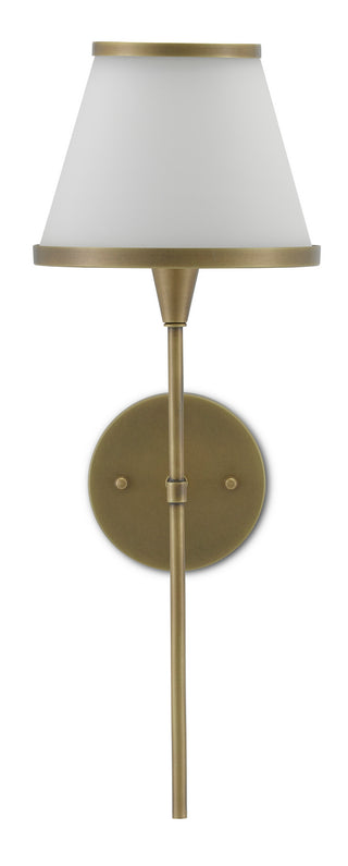 Brimsley One Light Wall Sconce in Antique Brass/White