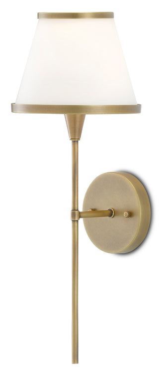 Brimsley One Light Wall Sconce in Antique Brass/White