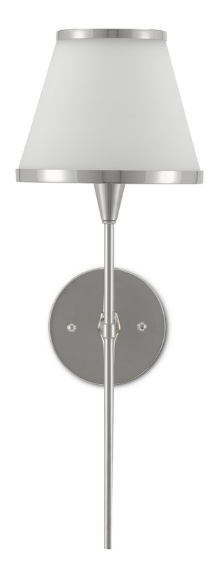 Brimsley One Light Wall Sconce in Polished Nickel/White