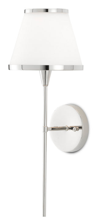 Brimsley One Light Wall Sconce in Polished Nickel/White