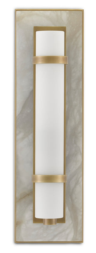 Bruneau One Light Wall Sconce in Natural/White/Antique Brass