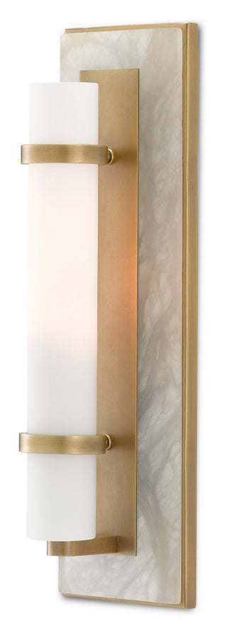 Bruneau One Light Wall Sconce in Natural/White/Antique Brass