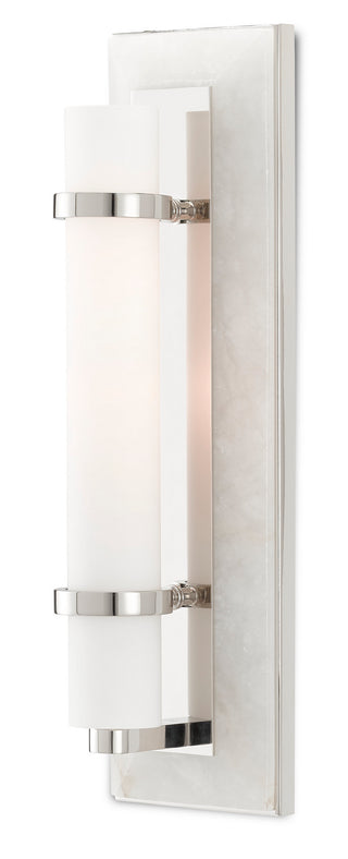 Bruneau One Light Wall Sconce in Natural/White/Polished Nickel