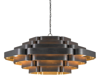 Bailey Six Light Chandelier in French Black/Contemporary Gold Leaf