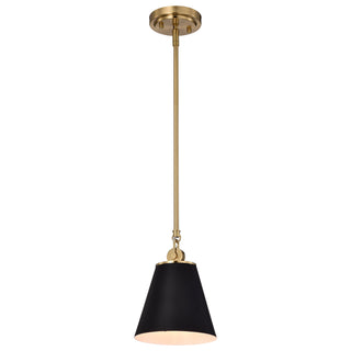Dover One Light Pendant in Black / Vintage Brass
