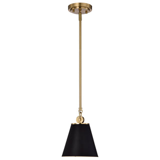 Dover One Light Pendant in Black / Vintage Brass