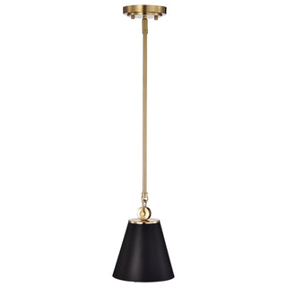 Dover One Light Pendant in Black / Vintage Brass
