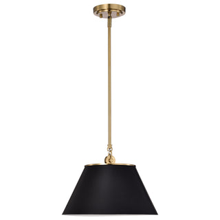 Dover One Light Pendant in Black / Vintage Brass