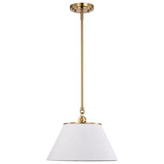 Dover One Light Pendant in White / Vintage Brass