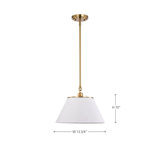 Dover One Light Pendant in White / Vintage Brass