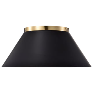 Dover Three Light Flush Mount in Black / Vintage Brass