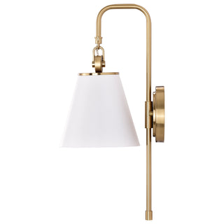 Dover One Light Wall Sconce in White / Vintage Brass
