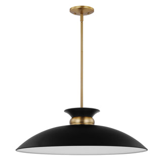 Perkins One Light Pendant in Matte Black / Burnished Brass